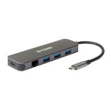 D-Link DUB-2334 base para portátil y replicador de puertos alámbrico USB Tipo C Gris, SKU: DUB-2334