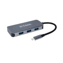 D-Link DUB-2335 base para portátil y replicador de puertos USB Tipo C en color gris con conexiones alámbricas, SKU DUB-2335