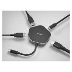 D-Link DUB-M420 base para portátil y replicador de puertos alámbrico Thunderbolt 3, aluminio negro, SKU DUB-M420
