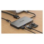 Base para portátil y replicador de puertos D-Link DUB-M610 alámbrico, USB 3.2 Gen 1 Type-C, carcasa de aluminio, SKU DUB-M610