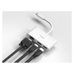 Imagen de la base para portátil y replicador de puertos D-Link DUB-V310. Es alámbrica con USB 3.2 Gen 1 (3.1 Gen 1) Type-C y de color blanco. SKU: DUB-V310.