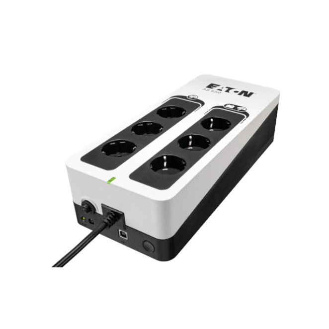 Eaton UPS 550 VA con 6 salidas AC y modo standby Eaton 3S550D sistema de alimentación ininterrumpida (UPS) con capacidad de 0,55 kVA y 330 W, 6 salidas AC, SKU 3S550D