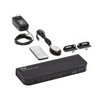 Imagen del Tripp Lite KVM HDMI USB de 4 Puertos. Soporta 4K a 60 Hz, HDR, HDCP 2.2 y tiene funcionalidad IR y USB compartido. SKU: B005-HUA4