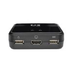 Vista frontal del Tripp Lite B032-HUA2, un KVM con cables USB, HD y capacidad de audio y video, SKU B032-HUA2