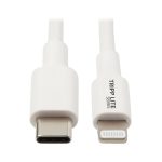 Tripp Lite M102-003-WH cable de sincronización y carga USB C a Lightning certificado MFi - USB 2.0, M/M, blanco, 0.91 m