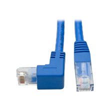 Cable Ethernet (UTP) Patch Moldeado Cat6 Gigabit de Tripp Lite con conector RJ45 en ángulo recto hacia abajo, color azul, longitud de 0.91 metros. SKU: N204-003-BL-DN