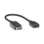 Vista del adaptador Tripp Lite Convertidor de Video DisplayPort a HDMI, con soporte HDCP, color negro, modelo P136-001, y longitud de 30.5 cm