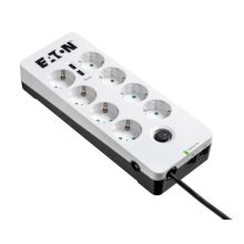 Eaton PB8TUD limitador de tensión de 220 a 250 V, 8 salidas AC, cable de 1,5 metros, en colores negro y blanco. SKU PB8TUD