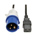 Vista de la unidad de distribución de energía Tripp Lite PDUMH16HV, color negro, con 10 salidas AC y 1U de tamaño, SKU PDUMH16HV