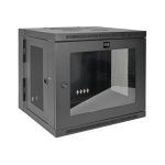 Gabinete Tripp Lite Smartrack 10U de bajo perfil para instalación en pared con ajuste de profundidad del interruptor, ventana de acrílico transparente y parte posterior abisagrada. SKU: SRW10USG