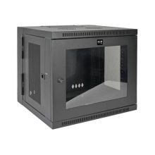 Gabinete Tripp Lite Smartrack 10U de bajo perfil para instalación en pared con ajuste de profundidad del interruptor, ventana de acrílico transparente y parte posterior abisagrada. SKU: SRW10USG