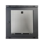 Vista frontal del gabinete Smartrack de 12U de Tripp Lite modelo SRW12U13, diseñado para instalación en pared con ajuste de profundidad y bajo perfil