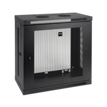Vista frontal del gabinete Smartrack de 12U de Tripp Lite modelo SRW12U13, diseñado para instalación en pared con ajuste de profundidad y bajo perfil
