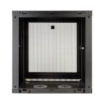 Vista frontal del gabinete Smartrack de 12U de Tripp Lite modelo SRW12U13, diseñado para instalación en pared con ajuste de profundidad y bajo perfil