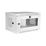 Gabinete Tripp Lite SmartRack 6U de bajo perfil en color blanco, con ajuste de profundidad y ventana de acrílico transparente. SKU: SRW6UWG