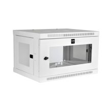 Gabinete Tripp Lite SmartRack 6U de bajo perfil en color blanco, con ajuste de profundidad y ventana de acrílico transparente. SKU: SRW6UWG