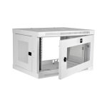 Gabinete Tripp Lite SmartRack 6U de bajo perfil en color blanco, con ajuste de profundidad y ventana de acrílico transparente. SKU: SRW6UWG