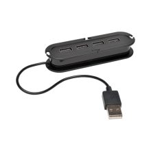 El hub Tripp Lite Ultra-Mini de 4 puertos USB 2.0 de alta velocidad, SKU U222-004, para expandir la conectividad USB.