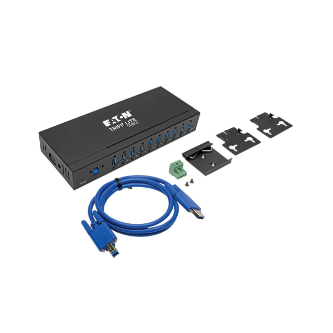 Tripp Lite Hub de 10 Puertos USB 3.0 de Grado Industrial – Inmunidad ESD de 20 kV, Caja de Metal, Instalable 2 Tripp Lite Hub de 10 Puertos USB 3.0 - Caja de metal