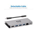 Tripp Lite U442-DOCK5D-GY Estación de Conexión USB C con 4K HDMI, USB 3.2 Gen 1, Hub USB A, GbE, Tarjeta de Memoria y Carga PD de 100W en color gris - SKU U442-DOCK5D-GY