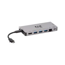 Tripp Lite U442-DOCK5D-GY Estación de Conexión USB C con 4K HDMI, USB 3.2 Gen 1, Hub USB A, GbE, Tarjeta de Memoria y Carga PD de 100W en color gris - SKU U442-DOCK5D-GY