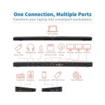 Tripp Lite U442-DOCK7D-B Estación de Conexión USB C con soporte para triple pantalla 4K HDMI y DP, VGA, USB 3.2 Gen 1, Hub USB A y USB C, GbE y carga PD de 100W, color negro