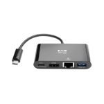 Tripp Lite Adaptador USB-C Type-C a HDMI con Hub USB-A, Gigabit Ethernet, Thunderbolt 3, 4K, Carga PD, 30Hz, SKU U444-06N-H4GUBC, color negro