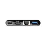 Tripp Lite Adaptador USB-C Type-C a HDMI con Hub USB-A, Gigabit Ethernet, Thunderbolt 3, 4K, Carga PD, 30Hz, SKU U444-06N-H4GUBC, color negro