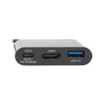 Adaptador Tripp Lite U444-06N-H4UB-C para convertir USB-C a HDMI 4K, con puerto USB-A y carga Power Delivery, color negro.