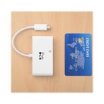 Tripp Lite U444-06N-HGU-C adaptador multipuerto USB-C con HDMI, puerto USB 3.0, puerto GbE, carga PD de 60W, compatible con HDCP y color blanco.