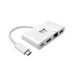 Tripp Lite U444-06N-HGU-C adaptador multipuerto USB-C con HDMI, puerto USB 3.0, puerto GbE, carga PD de 60W, compatible con HDCP y color blanco.