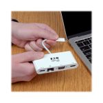 Adaptador Tripp Lite U444-06N-HV4GU USB 3.1 Gen 1 USB-C blanco con HDMI 4K, VGA, USB-A y Gigabit Ethernet