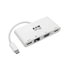 Adaptador Tripp Lite U444-06N-HV4GU USB 3.1 Gen 1 USB-C blanco con HDMI 4K, VGA, USB-A y Gigabit Ethernet
