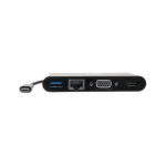 Adaptador Tripp Lite U444-06N-HV4GUB USB 3.1 Gen 1 USB-C con salida 4K @30Hz HDMI, VGA, puerto de Hub USB-A y Gigabit Ethernet en color negro