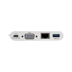 Adaptador multipuerto Tripp Lite U444-06N-VGU-C con conectividad USB-C, VGA, USB-A, GbE y carga PD, en color blanco