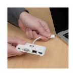 Adaptador multipuerto Tripp Lite U444-06N-VGU-C con conectividad USB-C, VGA, USB-A, GbE y carga PD, en color blanco