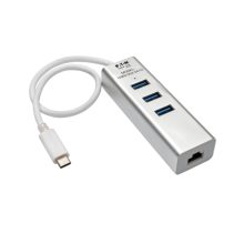 Hub adaptador portátil Tripp Lite USB 3.1 Gen 1 con USB-C, 3 puertos USB-A y puerto Gigabit Ethernet, SKU U460-003-3A1G