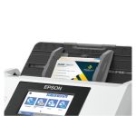 Vista frontal del escáner Epson WorkForce DS-790WN modelo B11B265401 con capacidad de escaneo de alta velocidad y conectividad inalámbrica