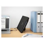 Vista frontal del escáner de cama plana negro Epson Perfection V39II con resolución de 4800 x 4800 DPI y capacidad para tamaño A4. SKU: B11B268401