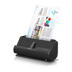 Escáner negro Epson ES-C320W con alimentador automático de hojas, resolución de 600 x 600 DPI en tamaño A4. SKU: B11B270401