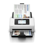 Escáner Epson WorkForce DS-800WN alimentado con hojas, resolución de 600 x 600 DPI, tamaño A4 en color Blanco, SKU B11B275401