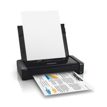 Imagen de la impresora Epson WorkForce WF-100W de inyección de tinta a color, con resolución de 5760 x 1440 DPI y A4. SKU: C11CE05403.