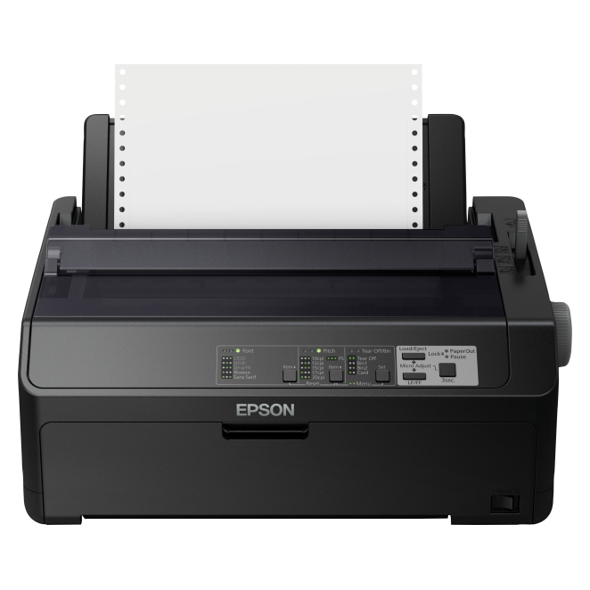 Impresora Epson FX-890II de 9 agujas para alta velocidad Vista de la impresora matriz de puntos de alta velocidad Epson FX-890II con 9 agujas, SKU C11CF37401, ideal para oficinas