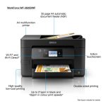 Impresora multifunción Epson WorkForce Pro WF-3820DWF con WiFi y funciones de impresión, escaneo, copia y fax. SKU: C11CJ07403