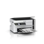 Impresora Epson EcoTank M2120 con tecnología de inyección de tinta, resolución de 1440 x 720 DPI, 32 ppm y conectividad Wi-Fi. SKU C11CJ18402.