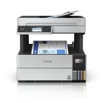 Vista frontal de la impresora Epson EcoTank ET-5170, multifunción con tanque de tinta de alta capacidad y pantalla táctil a color. SKU C11CJ88402.