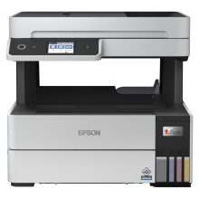 Vista frontal de la impresora Epson EcoTank ET-5170, multifunción con tanque de tinta de alta capacidad y pantalla táctil a color. SKU C11CJ88402.