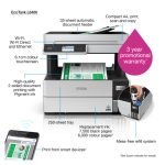 Impresora Epson EcoTank L6460 con tecnología de inyección de tinta, resolución de 4800 x 1200 DPI, velocidad de 37 ppm y conectividad Wifi. SKU: C11CJ89403