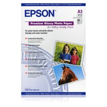 Epson Premium Glossy Photo Paper DIN A3 de 255 gramos por metro cuadrado, paquete de 20 hojas, SKU C13S041315, ideal para impresiones fotográficas de alta calidad