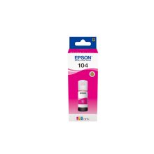Botella de tinta magenta Epson EcoTank 104, alto rendimiento y compatible con impresoras EcoTank. SKU C13T00P340